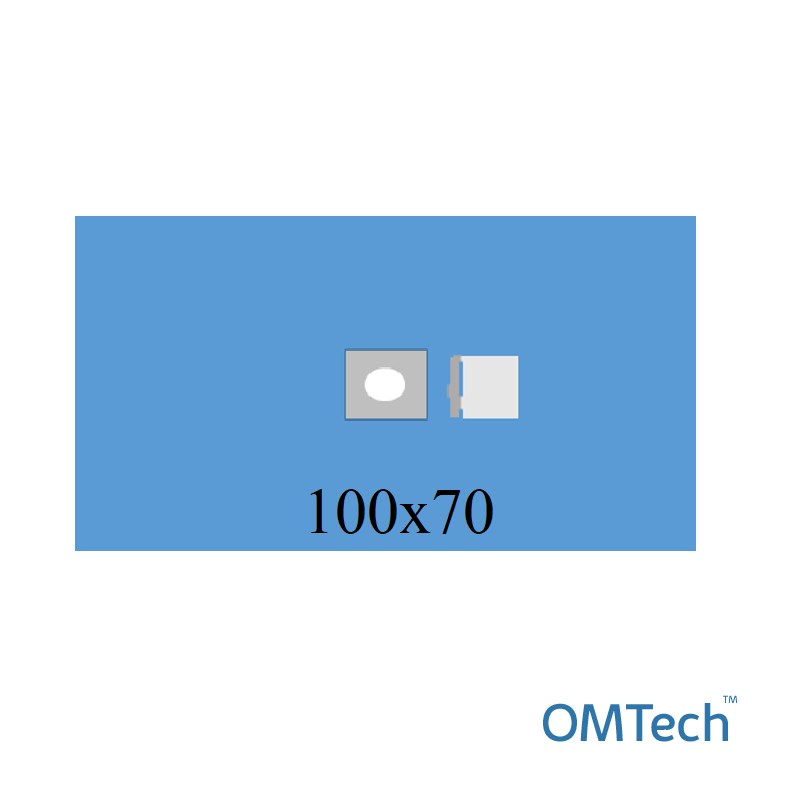 Покриття операційне OMTech™ для офтальмології №18 100см х 70см з адгезивним операційним отвором діаметром 7 см та мішком приймальним (спанлейс - 68 г/м2)